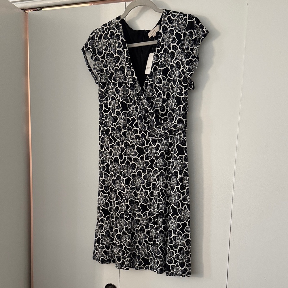 LOFT Black and White Floral Mini Dress
